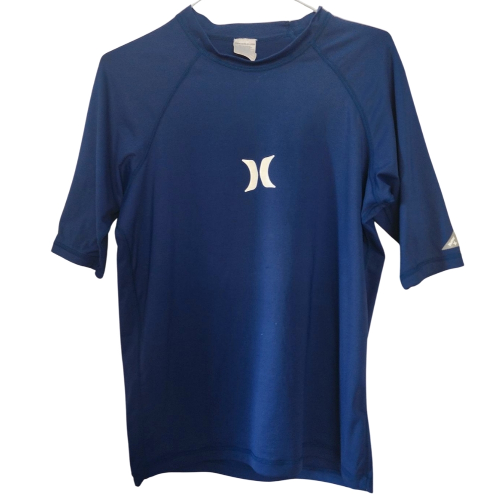 Pre-owned Hurley Navy Blue Rash Guard with Short Sleeves Crew Neck. Size XL